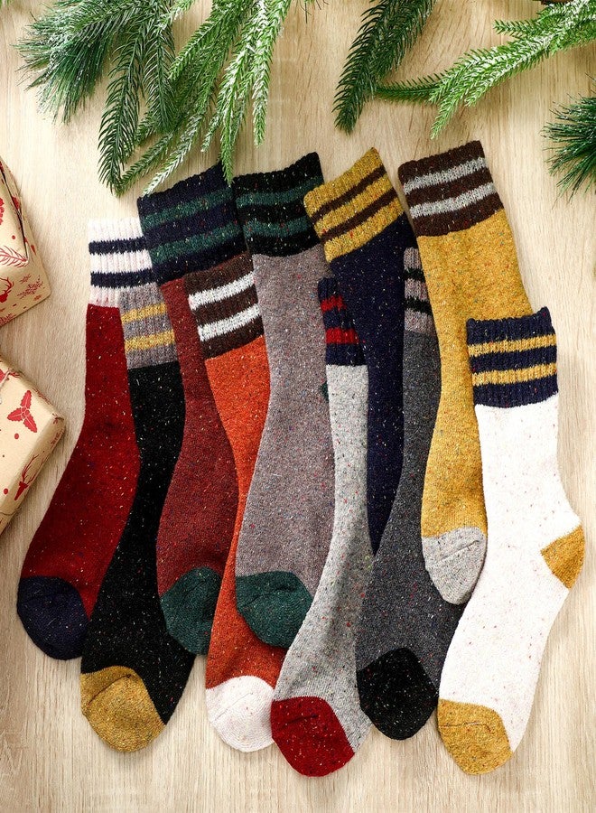 ShinyMatch 10 Pairs Womens Wool Socks Winter Warm Thermal Vintage Casual Striped Crew Thick Socks for Cozy Boot Soft Christmas Gift - Image 4